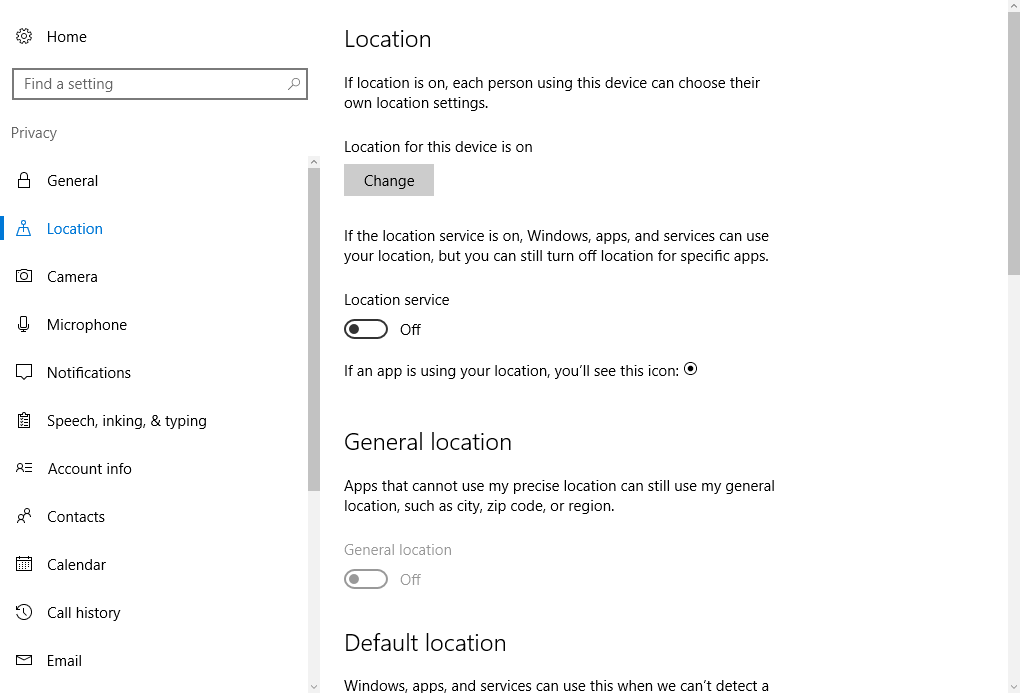 Windows 10 Privacy Settings